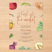 市場のブライダルシャワー アクリル招待状 (正面)