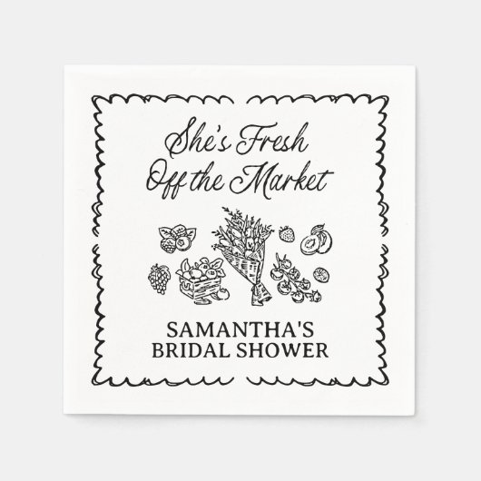 市場のブライダルシャワー、農家市場から生まれ スタンダードカクテルナプキン (正面)