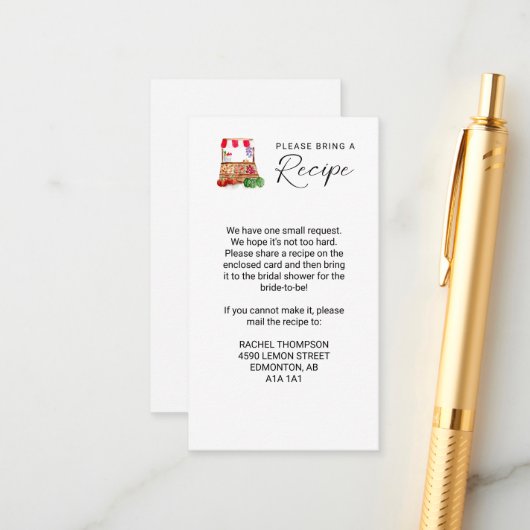 市場のレシピからブライダルシャワーを取り除く エンクロージャーカード (正面/裏面インサイチュ)