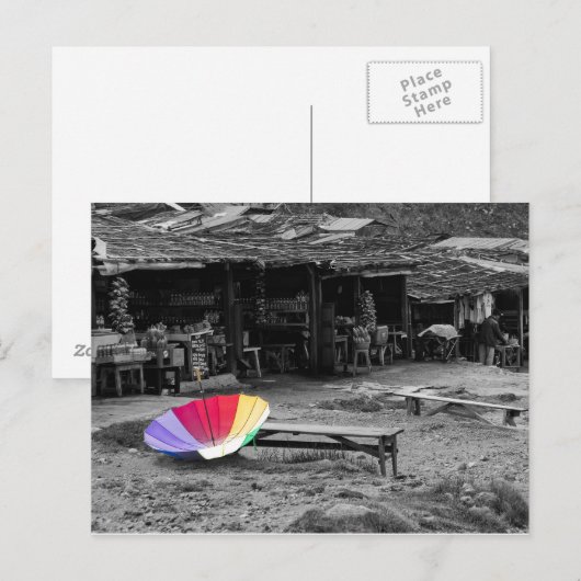 市場の傘 ポストカード (正面/裏面)