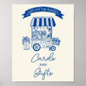 市場の外に青い落書きブライダルカードギフト ポスター (正面)