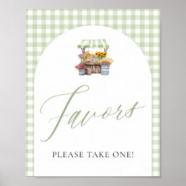 市場の好意のサインから新鮮なグリーンギンガム ポスター