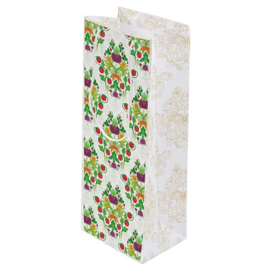 市場の新鮮なダマスク ワインギフトバッグ (正面アングル)