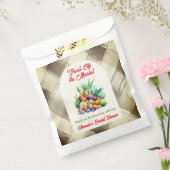 市場の新鮮な果物にインスパレーションを得たナチュラルな雰メージェのブライダルシャワー フェイバーバッグ (封をした状態)