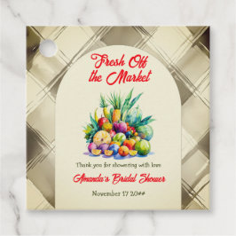 市場の新鮮な果物にインスパレーションを得たナチュラルな雰囲気のブライダルシャワー フェイバータグ