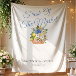 市場の新鮮な農家ブライダルシャワーの背景 タペストリー
