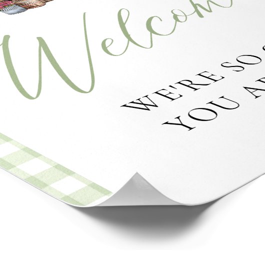 市場の歓迎サインから新鮮なグリーンギンガム ポスター