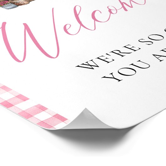 市場の歓迎サインから新鮮なピンクのギンガム ポスター (角)