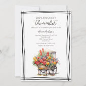 市場の波打つ縁どブライダルシャワー 招待状 (正面)