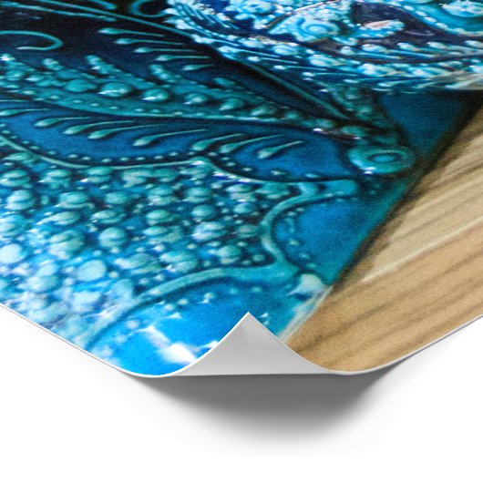 市場の青い陶器 ポスター (角)