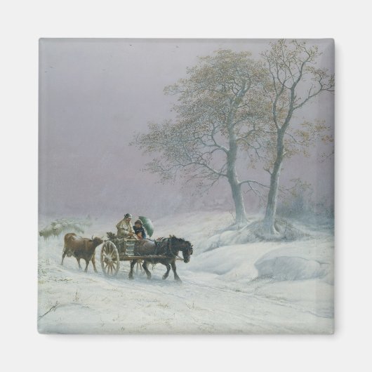 市場への冬の道 マグネット (正面)