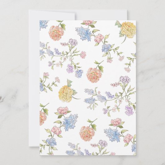 市場を出たばかりのブルーブライダルシャワーへの招待 招待状 (裏面)