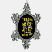 市場を取引する投資家 スノーフレークピューターオーナメント (左)