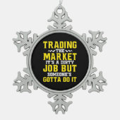 市場を取引する投資家 スノーフレークピューターオーナメント (正面)