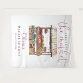 市場を離れた新しいブライダルシャワー写真の背景 タペストリー (正面(横))