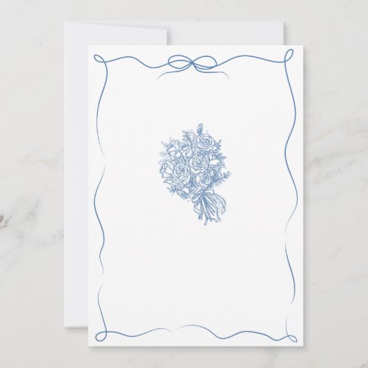 市場エレガントの水の色の新鮮なブライダルSh 招待状 (裏面)