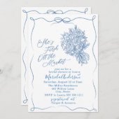 市場エレガントの水の色の新鮮なブライダルSh 招待状 (正面/裏面)