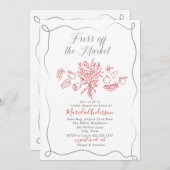 市場エレガントの水の色の新鮮なブライダルSh 招待状 (正面/裏面)