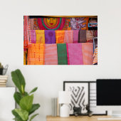 市場カラフルの布地 ポスター (ホームオフィス)