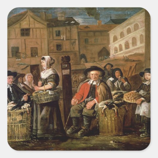 市場シーン スクエアシール (正面)