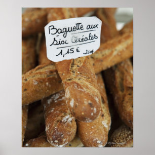 市場フランスのでのパン ポスター