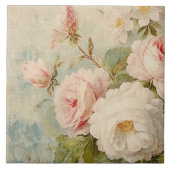 市場フランスの花ヴィンテージフローラピンクと白 タイル (正面)