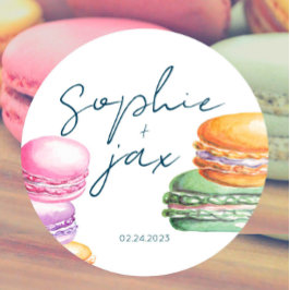 市場フランスの- Macaroons – シャワー優先ステッカー ラウンドシール