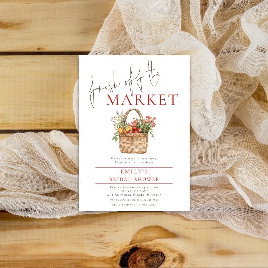 市場モダンのブライダルシャワー 招待状
