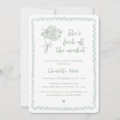 市場モダンの新しいブライダルシャワー農家 招待状 (正面)