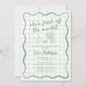 市場予測できなブライダルシャワーから緑をセージ 招待状 (正面)