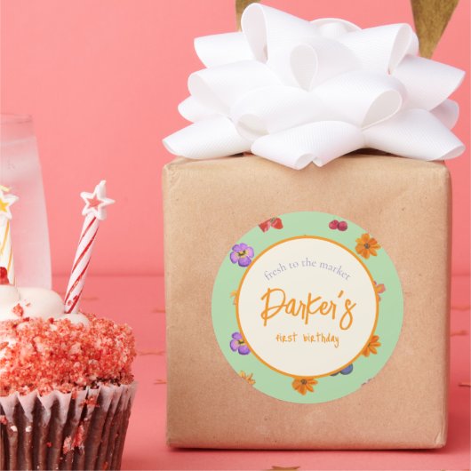 市場初の誕生日テーマ-フローラ ラウンドシール (パーティー)