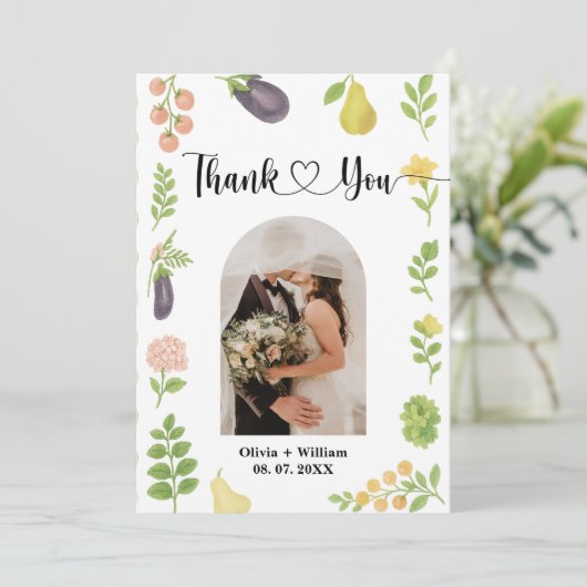 市場外のフレッシュ農家市場のブライダル写真 サンキューカード (スタンド正面)