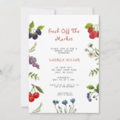 市場外のフレッシュ農家市場ブライダルシャワー 招待状 (正面)
