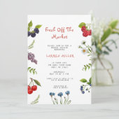 市場外のフレッシュ農家市場ブライダルシャワー 招待状 (スタンド正面)