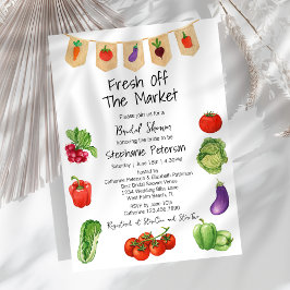 市場外のフレッシュ農家市場ブライダルシャワー 招待状