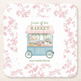 市場外のフローラ農家ブライダルシャワー スクエアペーパーコースター