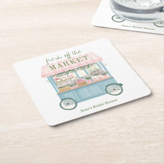 市場外のフローラ農家ブライダルシャワー スクエアペーパーコースター (アングル)