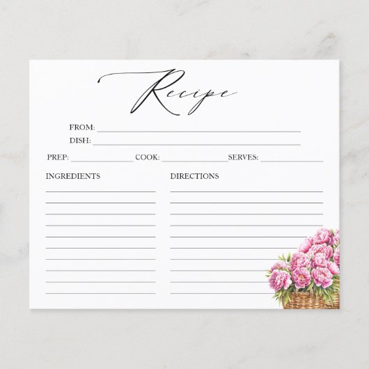 市場外のブライダルシャワーレシピカード (正面)
