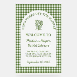 市場外の新鮮なブライダルシャワー緑 アクリルサイン