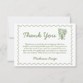 市場外の新鮮なブライダルシャワー緑 サンキューカード (正面)