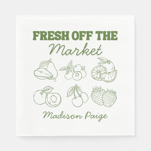 市場外の新鮮なブライダルシャワー緑 スタンダードランチョンナプキン (正面)