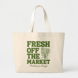 市場外の新鮮なブライダルシャワー緑 ラージトートバッグ