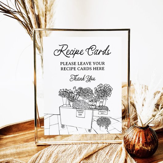 市場外の新鮮なレシピカードシャワーサイン ポスター