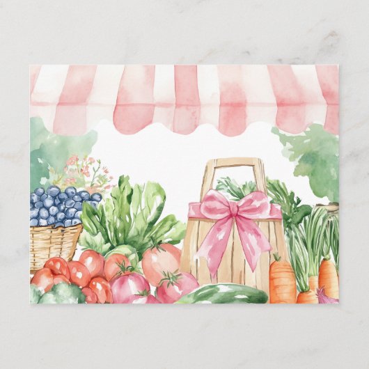 市場外の新鮮な日付の夜ブライダルシャワー エンクロージャーカード (裏面)