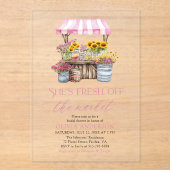市場外の農家市場ブライダルシャワー アクリル招待状 (正面)