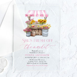 市場外の農家市場ブライダルシャワー アクリル招待状