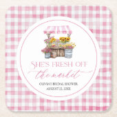 市場外の農家市場ブライダルシャワー スクエアペーパーコースター (正面)