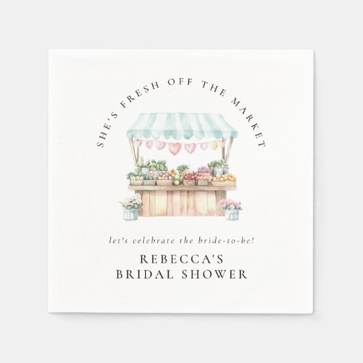 市場外の農家市場ブライダルシャワー スタンダードカクテルナプキン (正面)