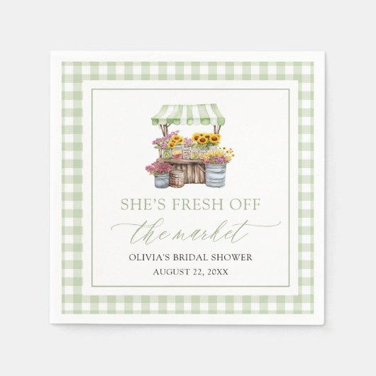 市場外の農家市場ブライダルシャワー スタンダードカクテルナプキン (正面)