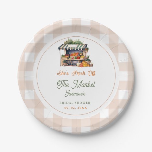 市場外の農家市場ブライダルシャワー ペーパープレート (正面)